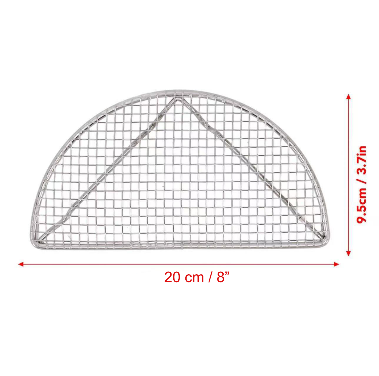 PGW-84,Chrome Plated Footed Half-Moon Cooling Rack/Pan Grate for Steam Table Pan (8" x 4") - Chefcoca