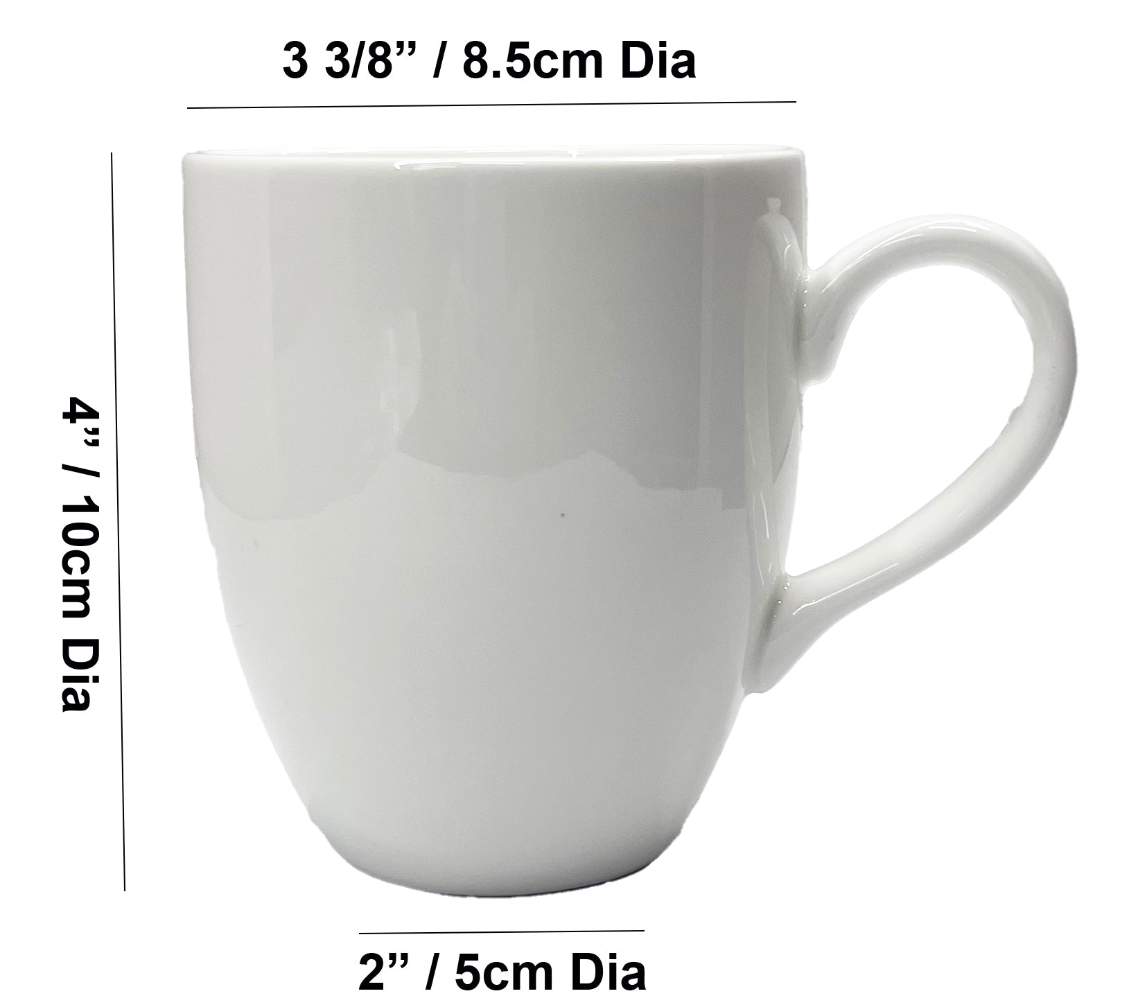 (PT00104W-1)  White Coffee Mug, 10 oz,8.5cm Dia, 10cm High, 5cm Base