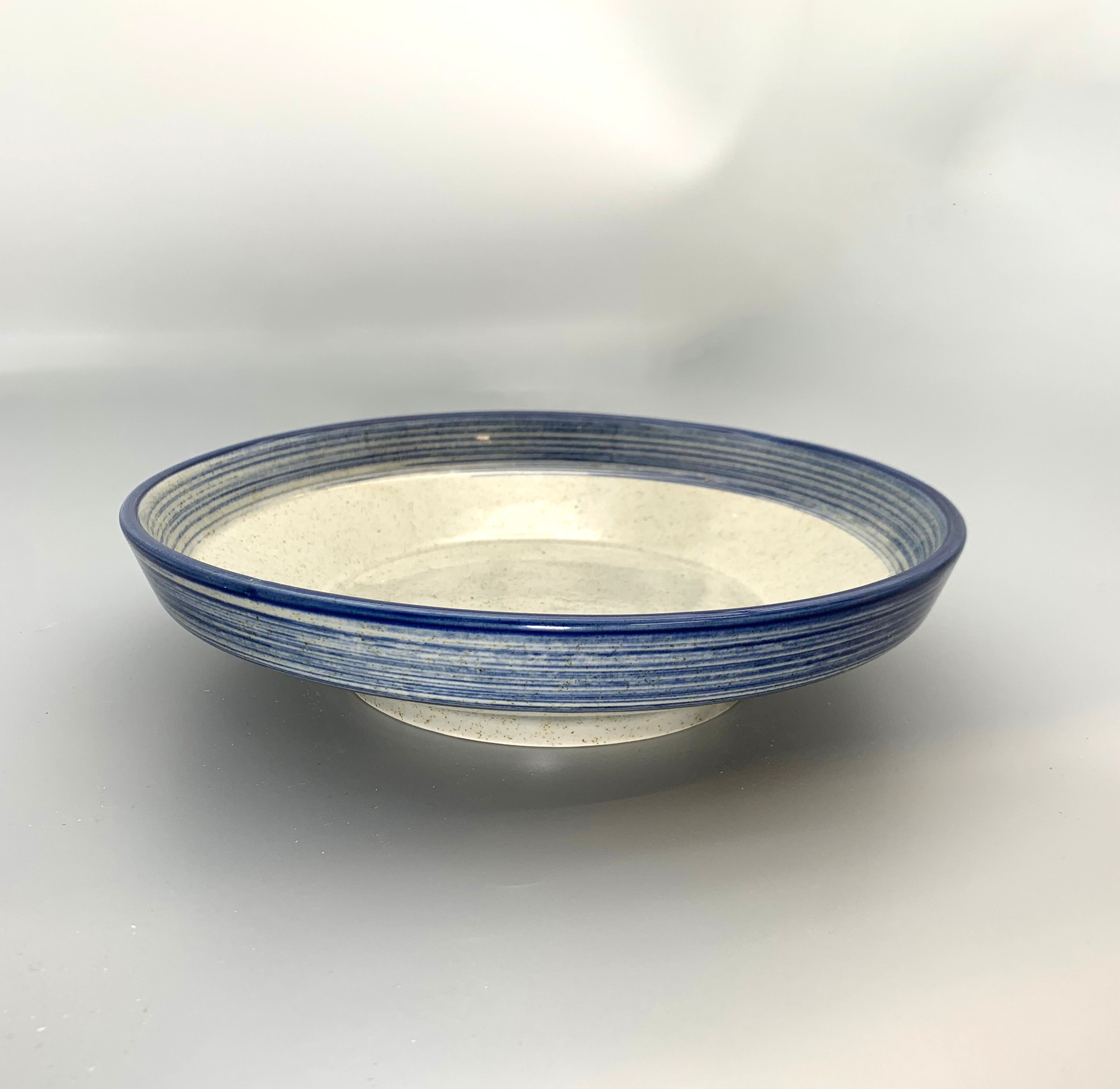 (PTC000256)  10" Korean Style White and Blue Glazed Bowl