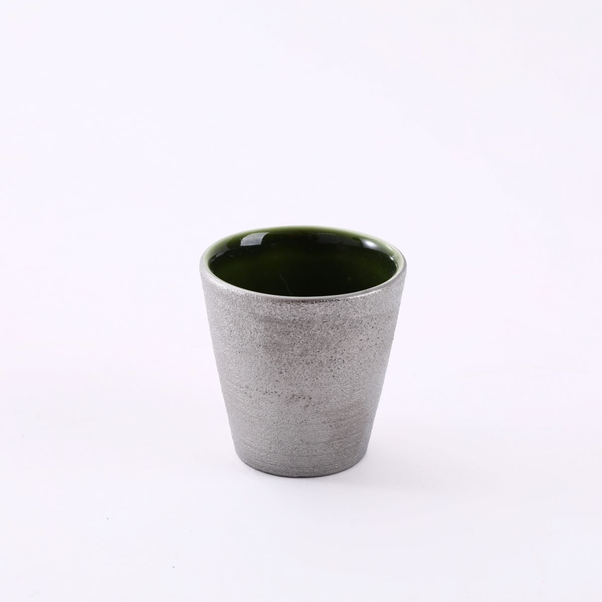 Silver coated jade ceramic cup, Green and Silver (PTC00402)