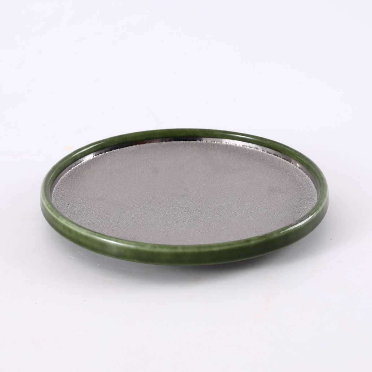 Ceramic silver Inner and Green outer Round small Plate,Green and Silver(PTC00413)