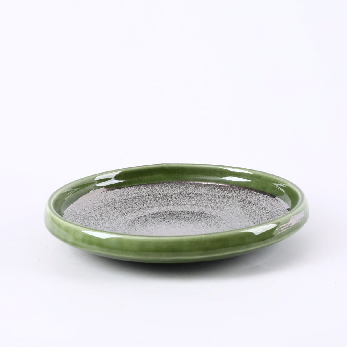 Ceramic silver Inner and Green outer Round Plate,Green and Silver(PTC00419)