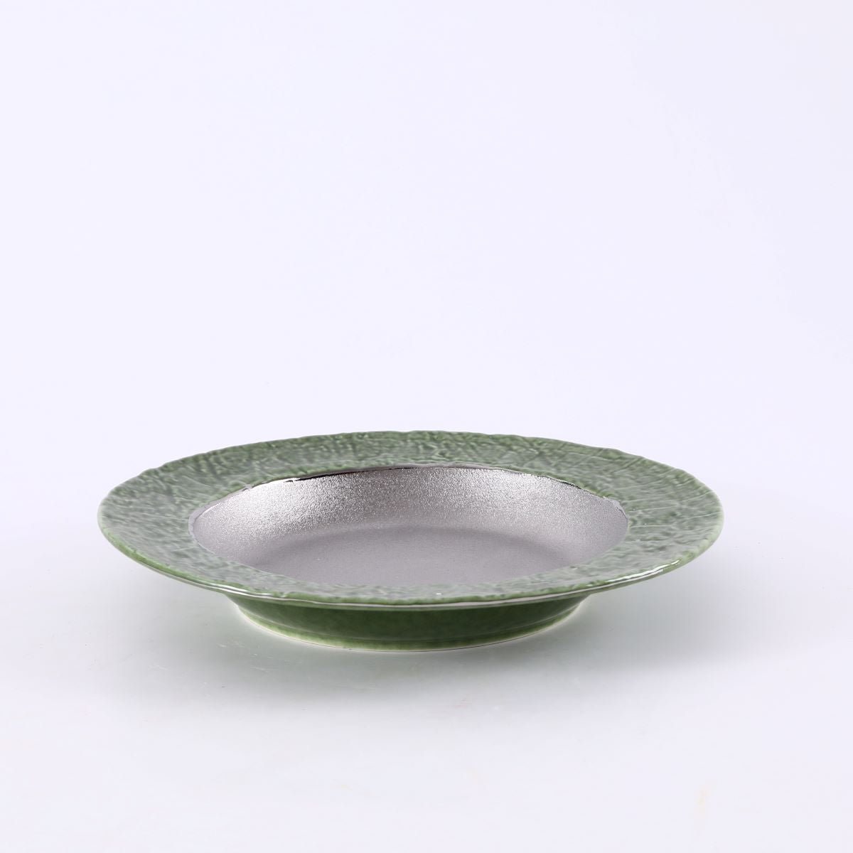 Ceramic silver jaded Round larger Plate,Green and Silver (PTC00422)