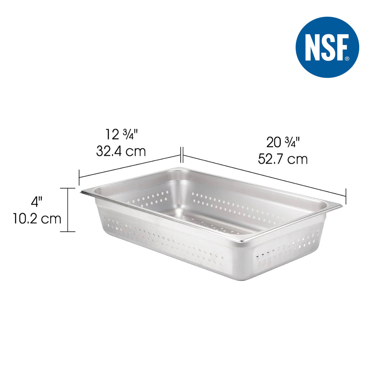 4" Deep Anti-Jam Perforated Stainless Steel Steam Table, Full Size - Chefcoca