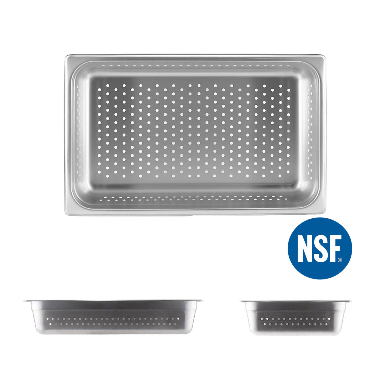 4" Deep Anti-Jam Perforated Stainless Steel Steam Table, Full Size - Chefcoca