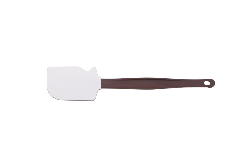 Sub-Equip High Heat Resistant Silicone Flat Spoon Spatula with Brown Nylon Handle (10" - 16" Length)