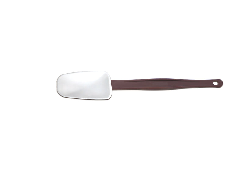 Sub-Equip White Silicone Spoon Shape Spatula with Brown Nylon Handle (10" - 16" Length)