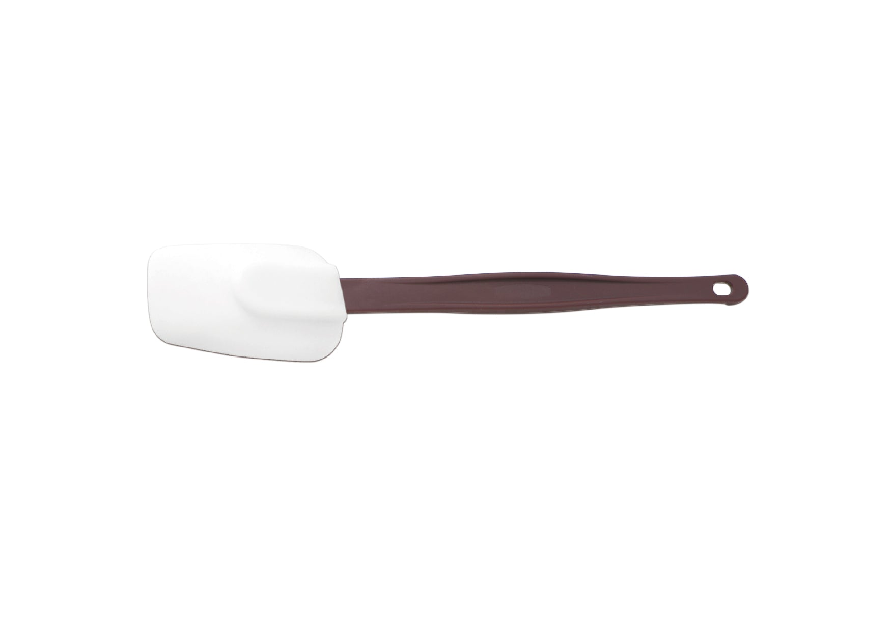 Sub-Equip White Silicone Spoon Shape Spatula with Brown Nylon Handle (10" - 16" Length)