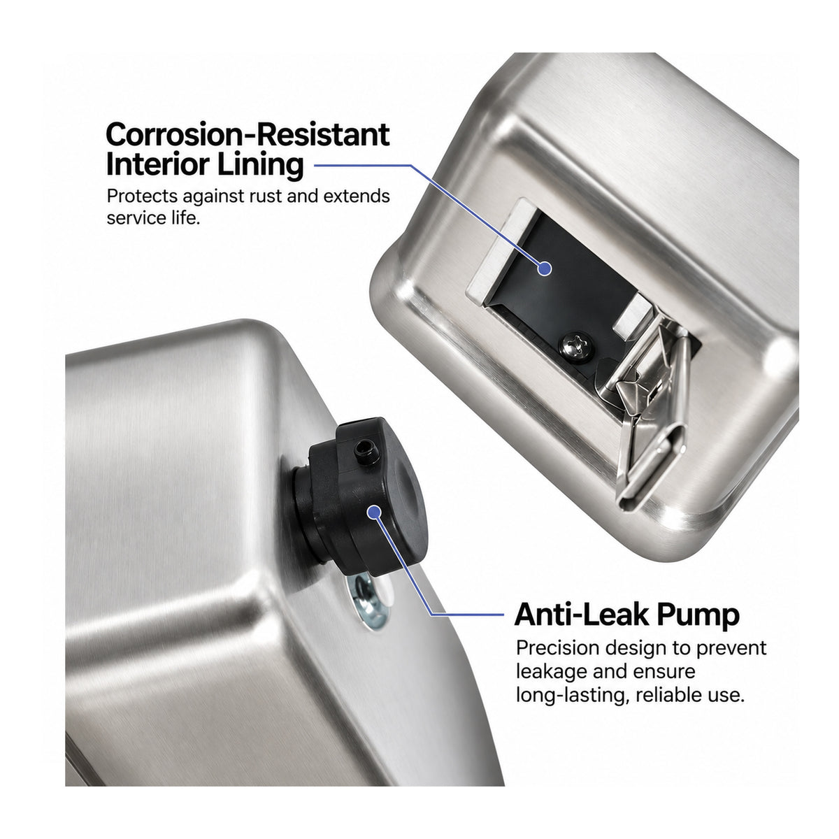 Chefco, SD-1100,Heavy Duty Stainless Steel Wall-Mounted Soap Dispenser