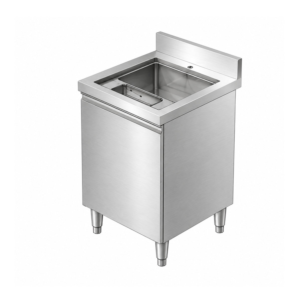 SE-BSS181212, 304 Stainless steel, 24" Bar station with attached sink, 23.62" × 23.62" × 33.46" + 3.94" × 0.98"