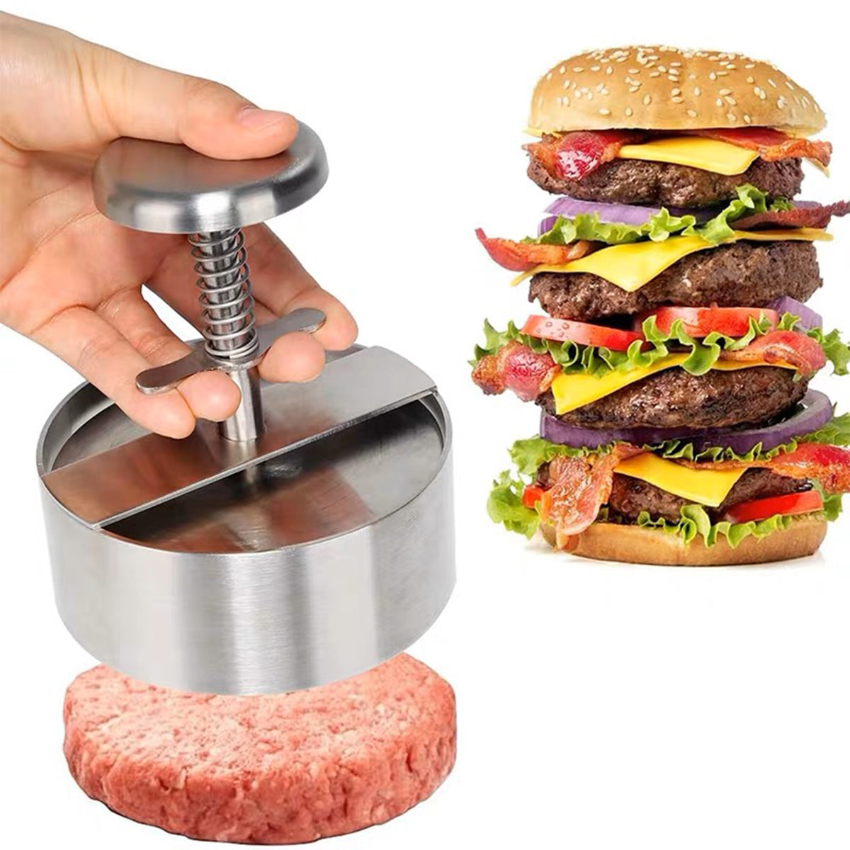 Stainless steel Hamburger Press, 4"Diameter - Chefcoca