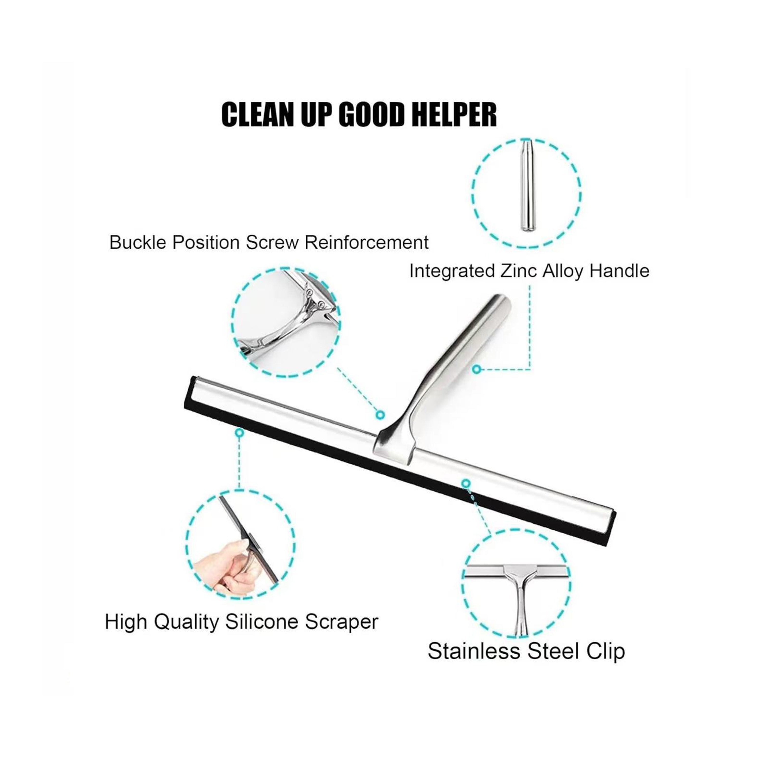 Chefco, SJ-106, All Purpose Shower Squeegee Stainless Steel For Bathroom Shower Glass Car Window Cleaning 10"