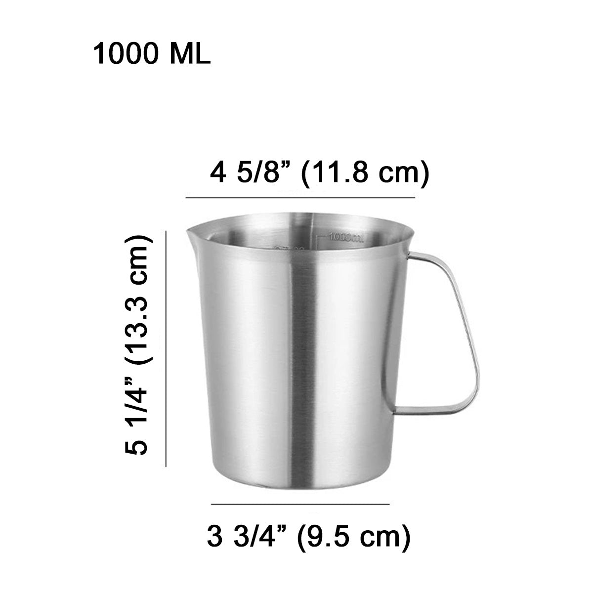 Measuring Cup, Stainless Steel Measuring Cup with Clear Scale, Metal Liquid Measuring Cup, Reusable Measuring Jug with Handle