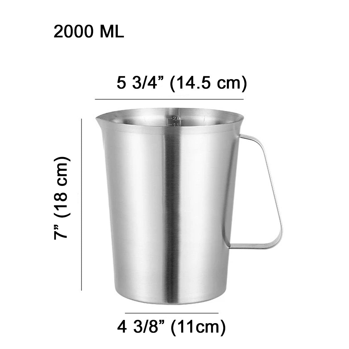 Measuring Cup, Stainless Steel Measuring Cup with Clear Scale, Metal Liquid Measuring Cup, Reusable Measuring Jug with Handle