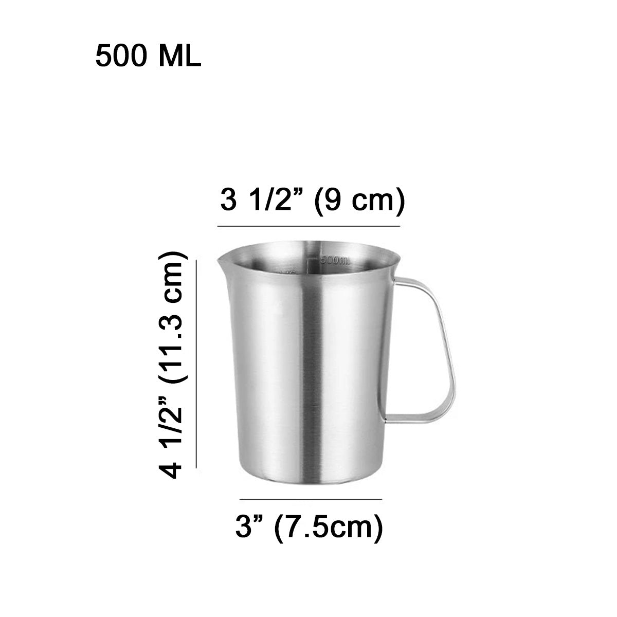 Measuring Cup, Stainless Steel Measuring Cup with Clear Scale, Metal Liquid Measuring Cup, Reusable Measuring Jug with Handle