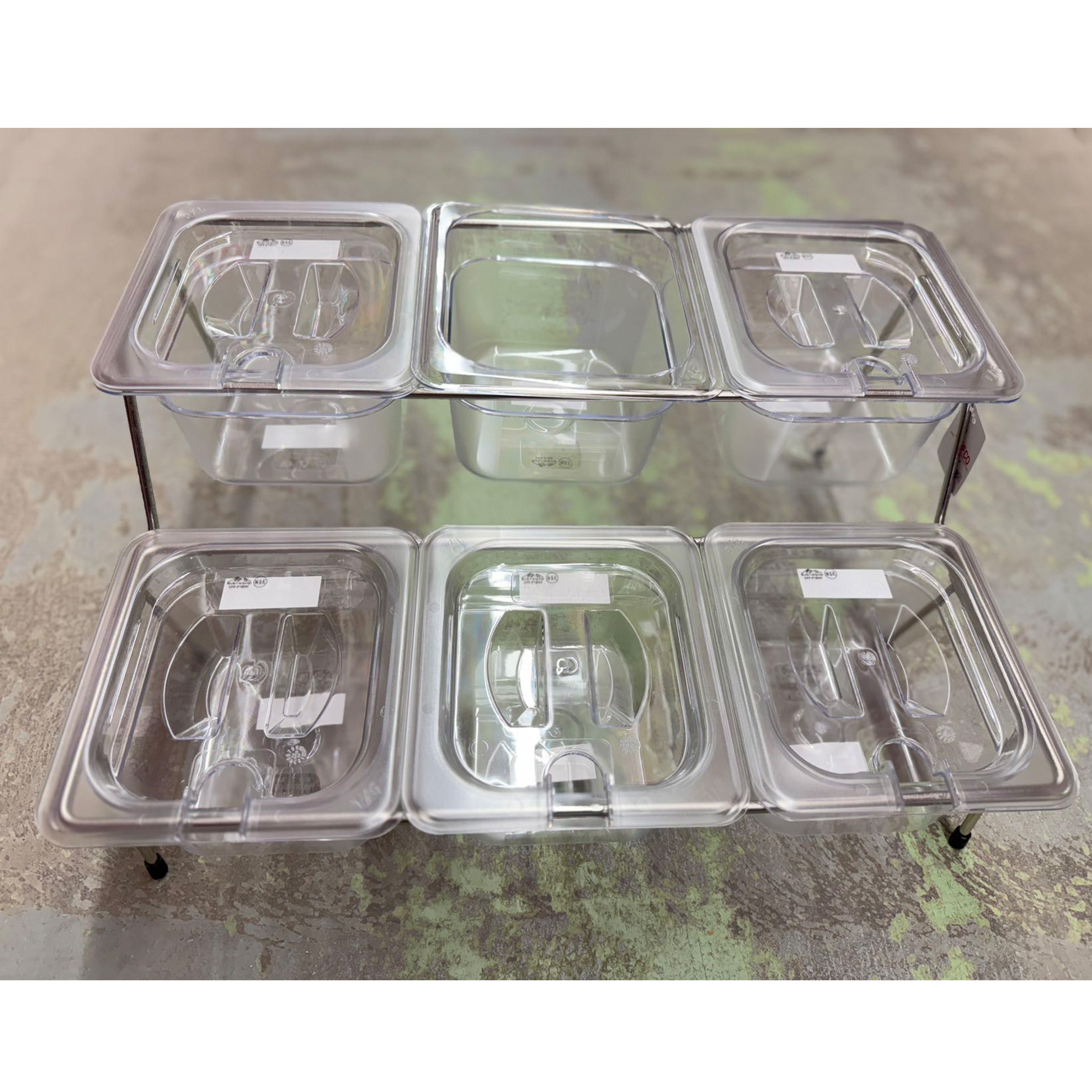 Stainless steel rectangle steam pan holder, fit for 6 pcs 1/6 Size steam pans, Holder Only