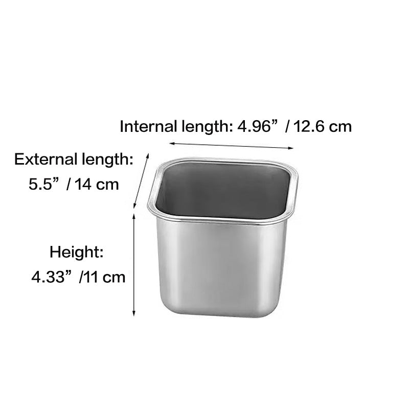 Chefco, 14cm /5.5" Storage Container Multi-functional Stainless Steel Condiment Jar, square compartment condiment (SSC-14)