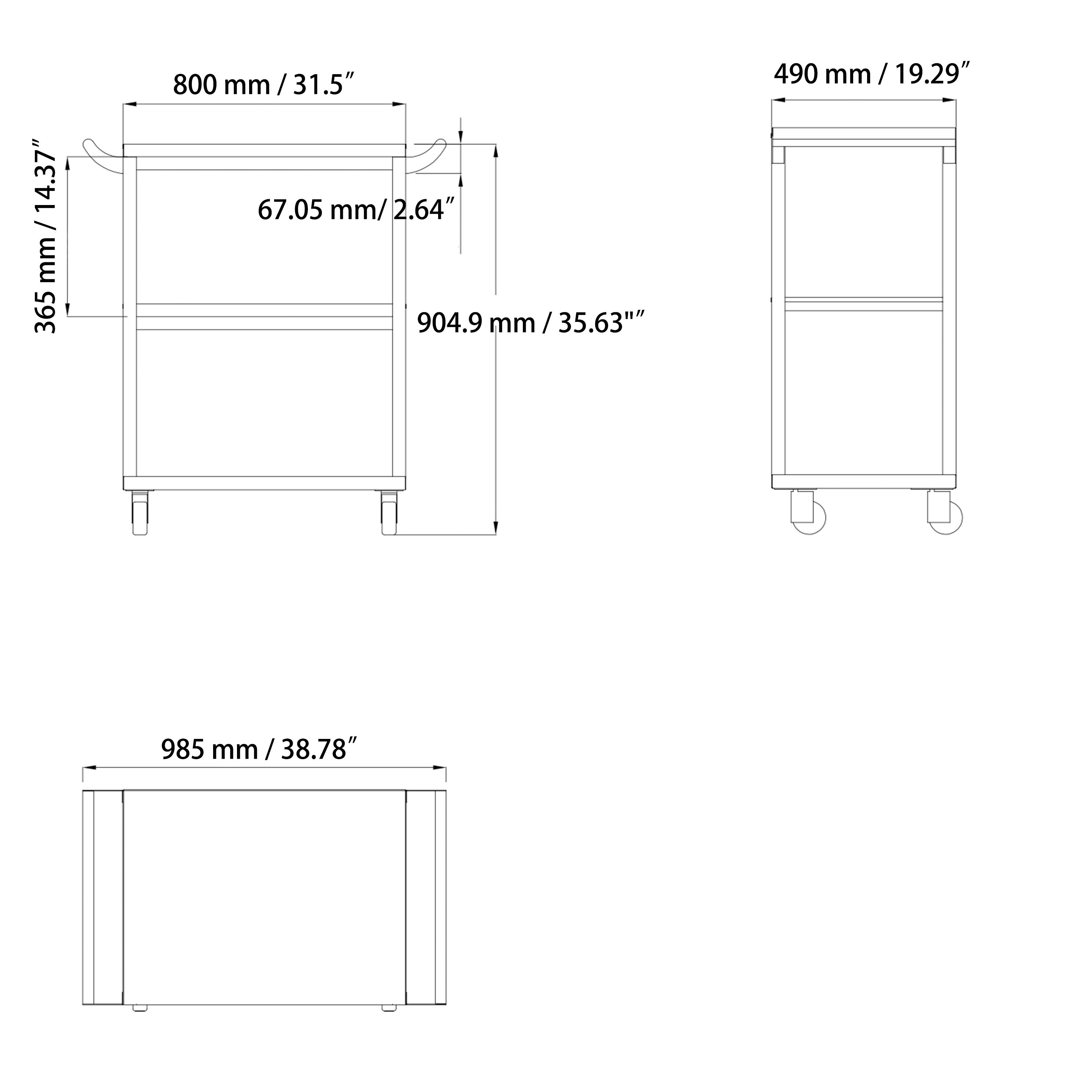Chefco, SST-4, 304 Stainless Steel Bus Carts,  With Double Handles, 39" Wide (31.5"X19.3"X35.23") - Chefcoca