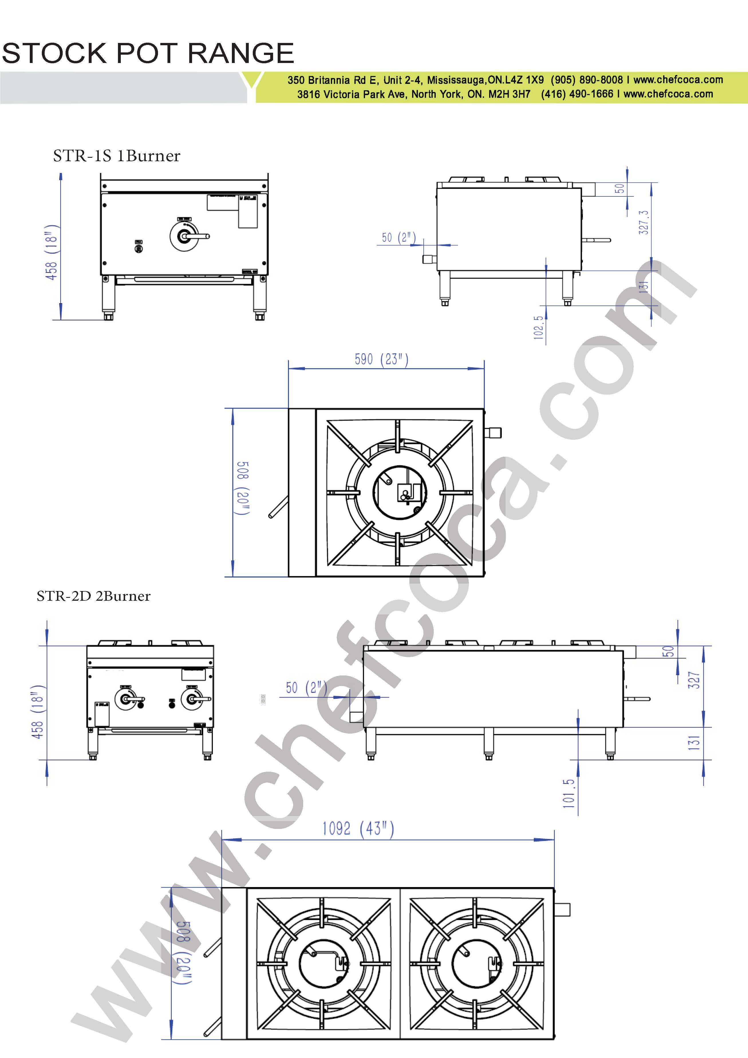 Liquid Propane 2 Burner Stock Pot Range (20"x43"x18")- 160,000 BTU - Chefcoca