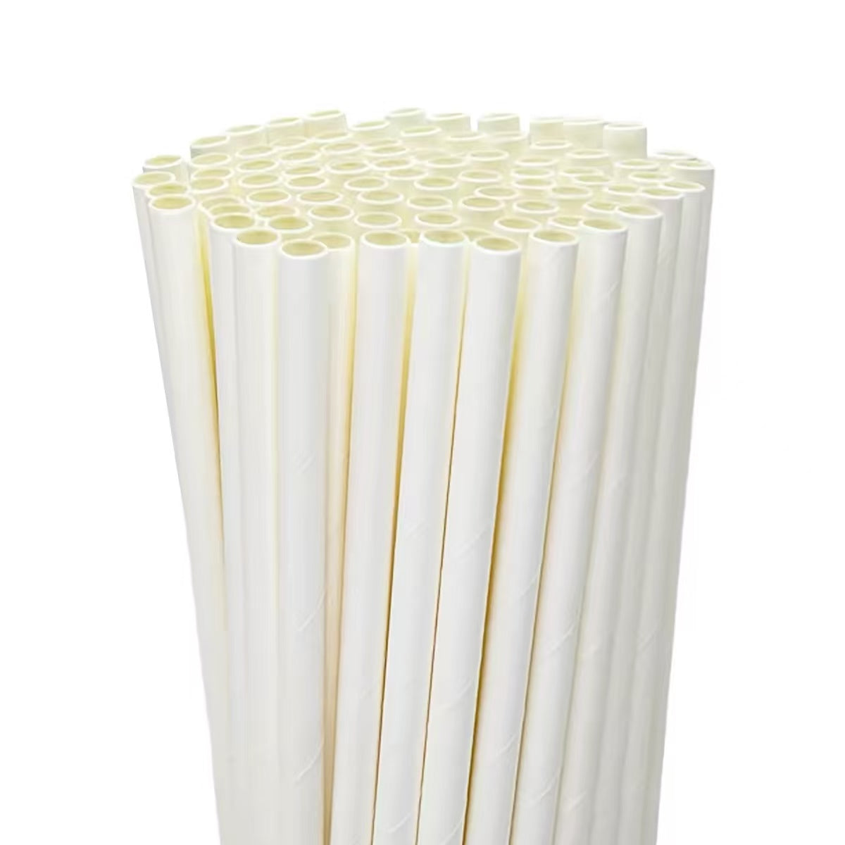 SU-88W,  White Wrapped Paper Straws(8"Lx 8mmDia,350Pcs/Pack)Lucky