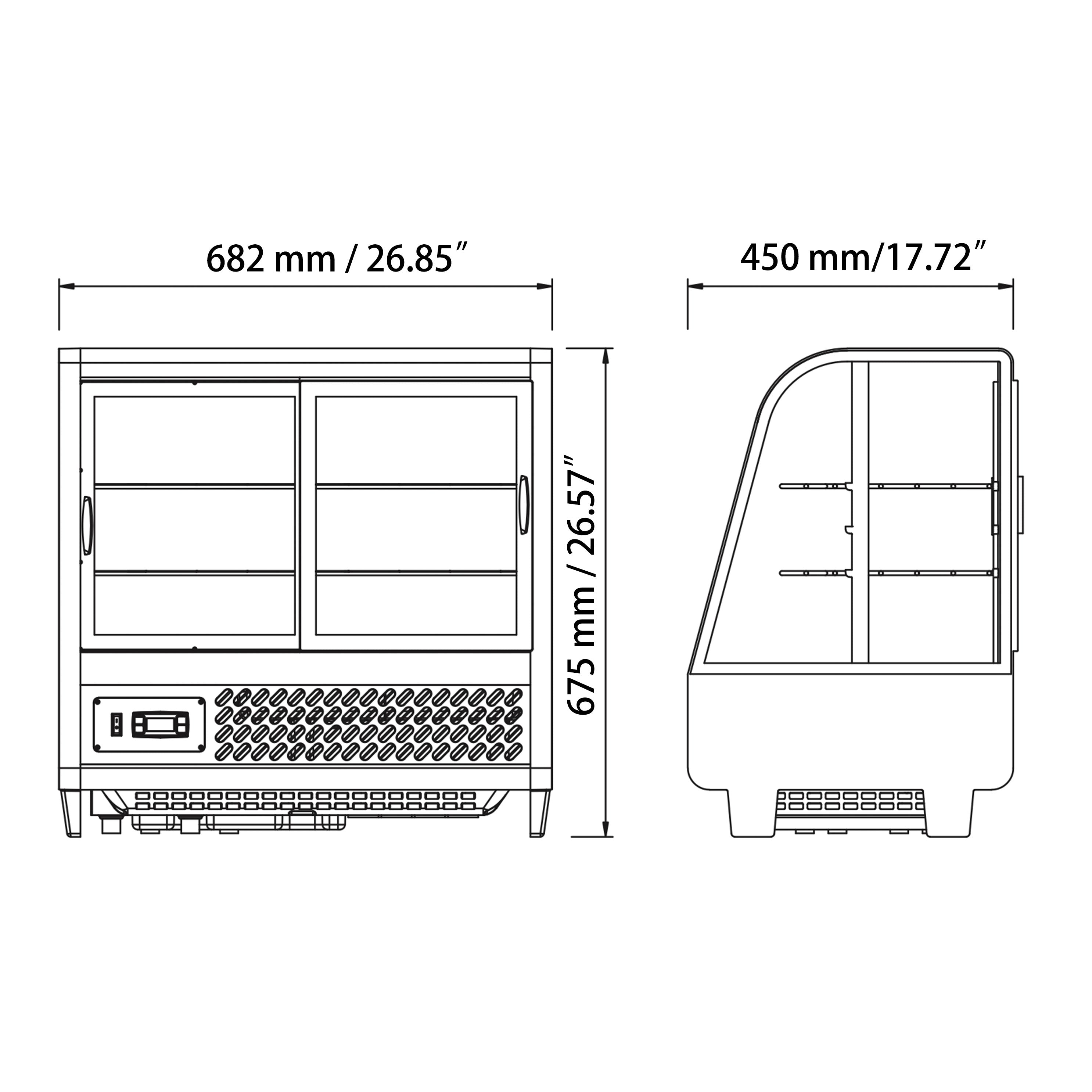 Sub-equip, SUB-CTD-27, 100L Countertop Cake Cooler Display (26.85" × 17.72" × 26.57") - Chefcoca