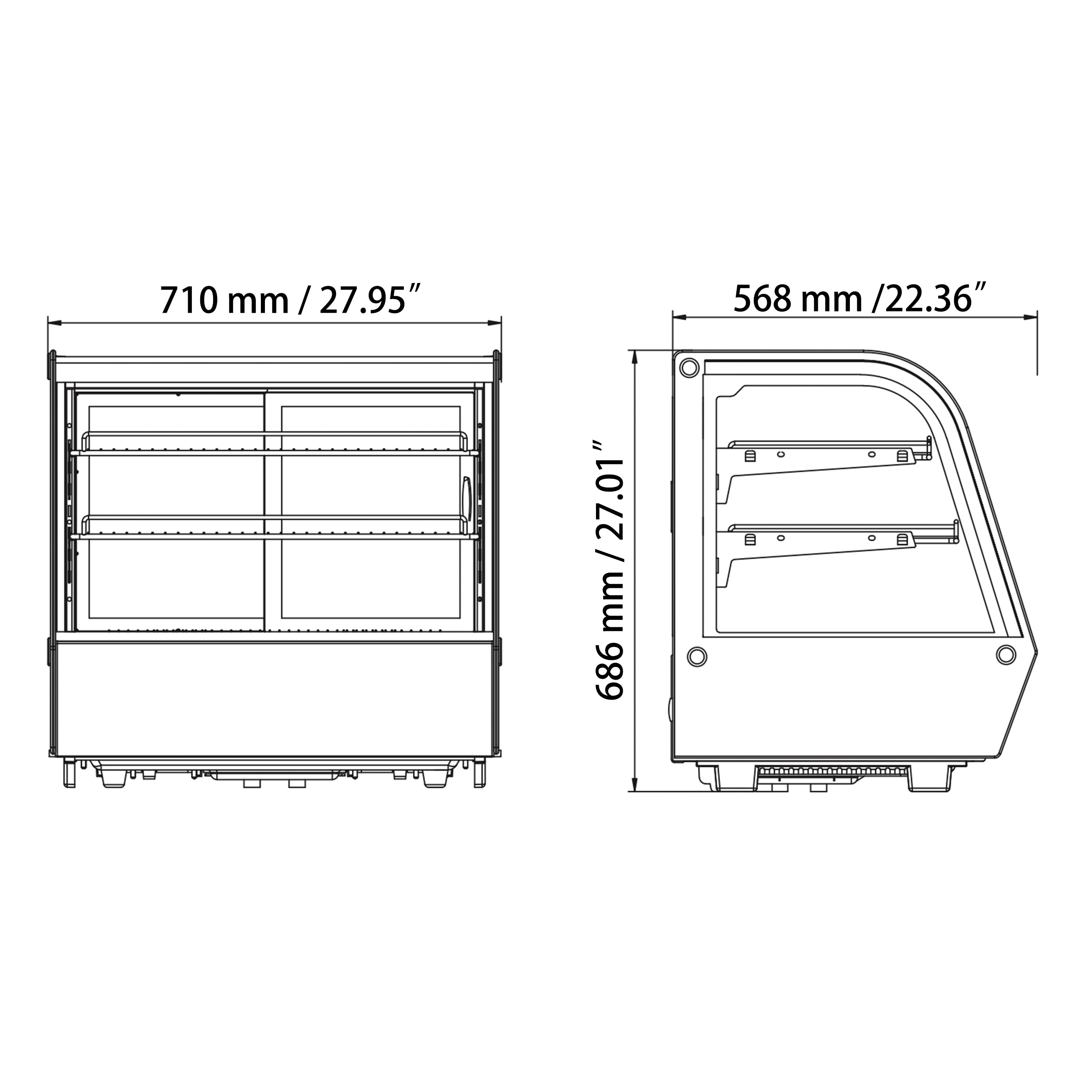 Sub-equip, SUB-CTD-28, 120L Countertop Cake Cooler Display (27.95" × 22.36" × 27.01") - Chefcoca