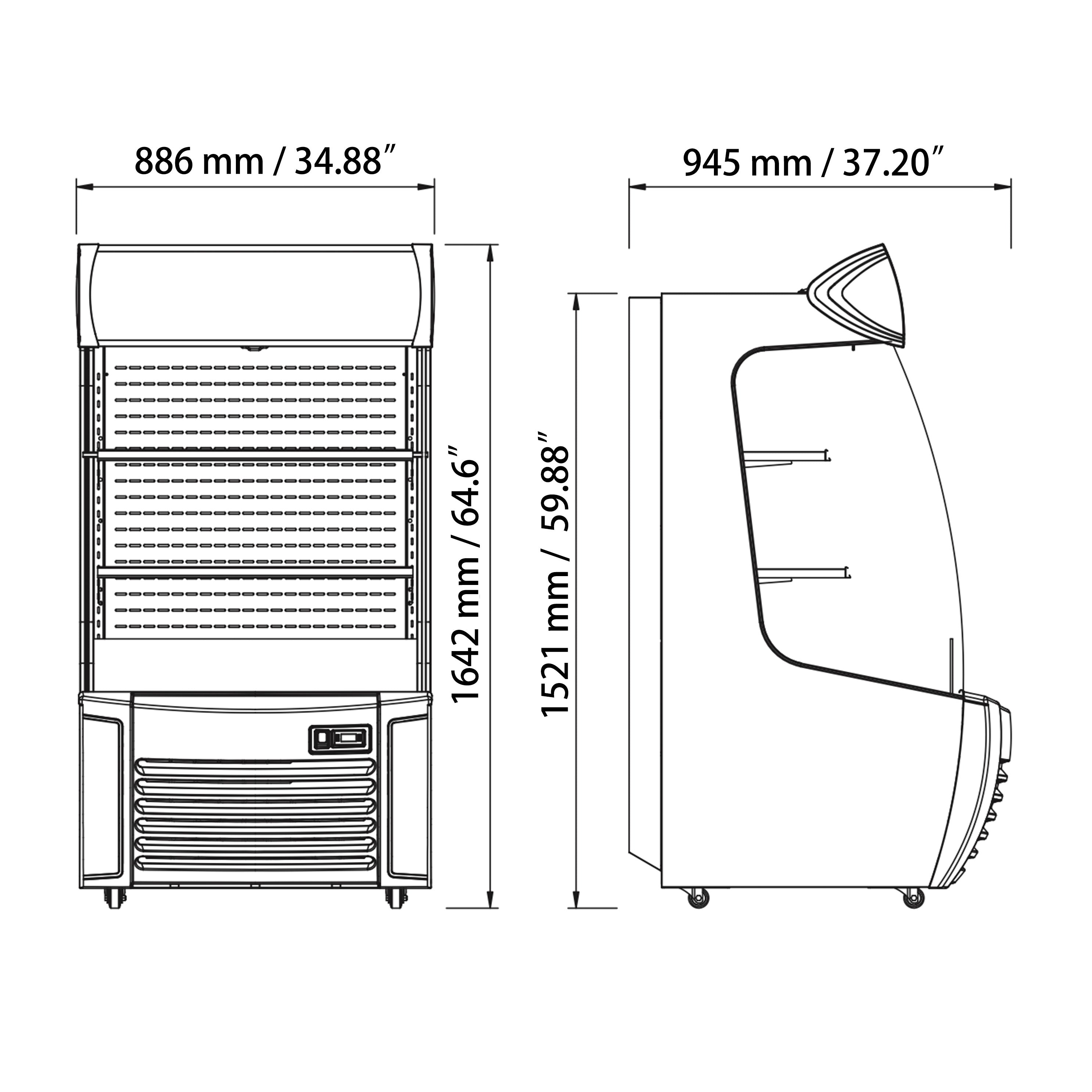 Sub-equip,SUB-ODC-35, 34.9*37.2*59.9" Open Display Cooler-360L - Chefcoca