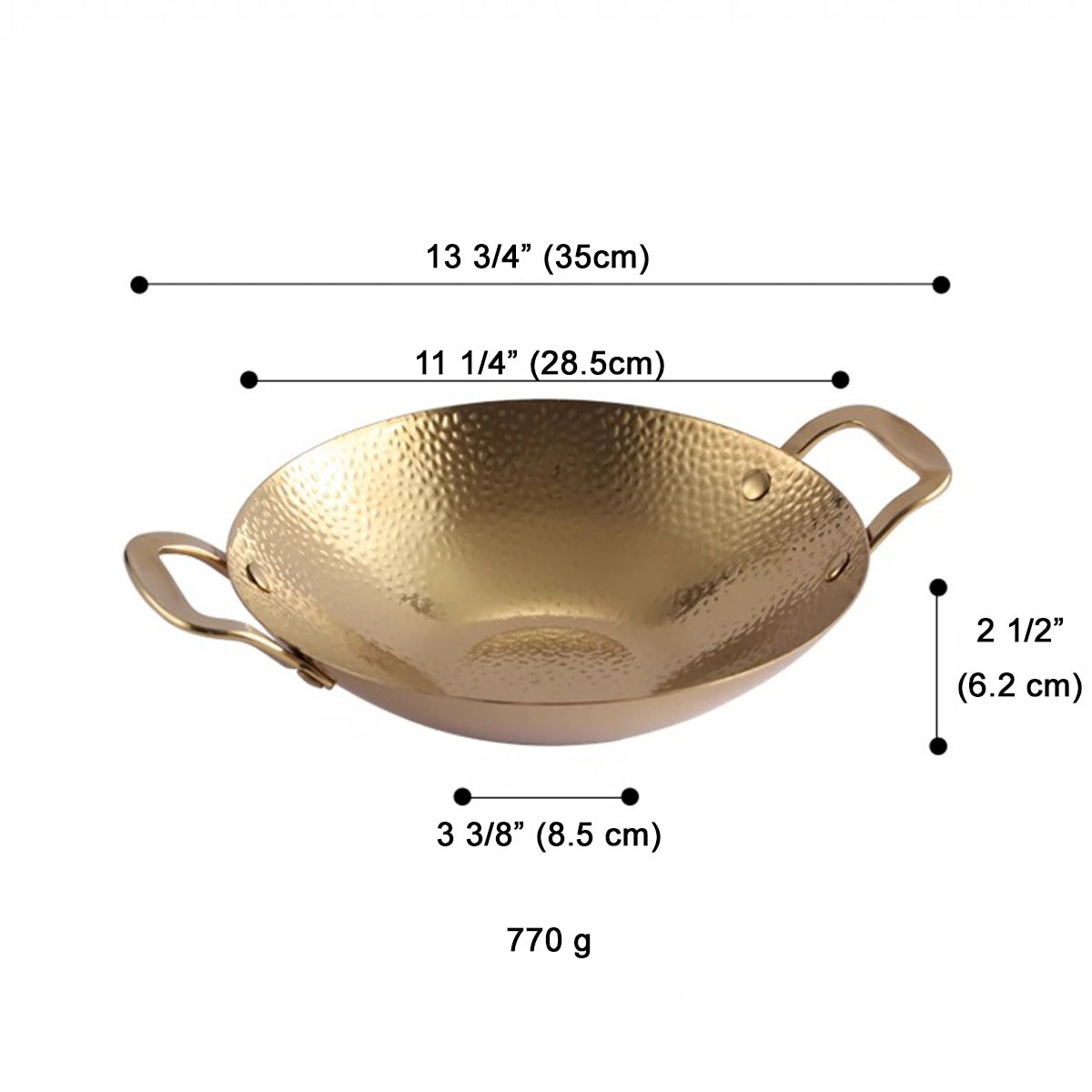 Alcohol pot Korean Ramen pot, Golden Serving Wok With Double handle