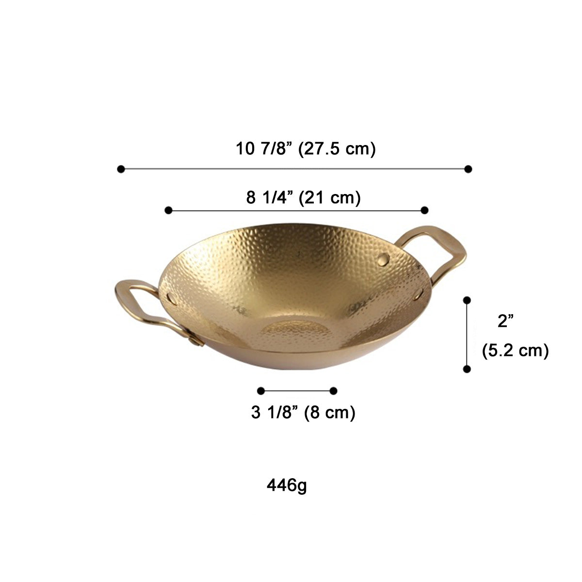 Alcohol pot Korean Ramen pot, Golden Serving Wok With Double handle