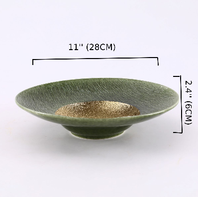 Round Emerald Gold Ceramic Dish (PTC00425)