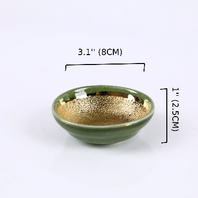 Golden & Green Ceramic Sauce Dish  (PTC00405)