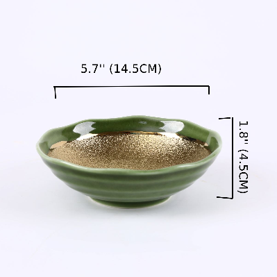 Golden & Green Jaded Ceramic round patterned bowl (PTC00412)