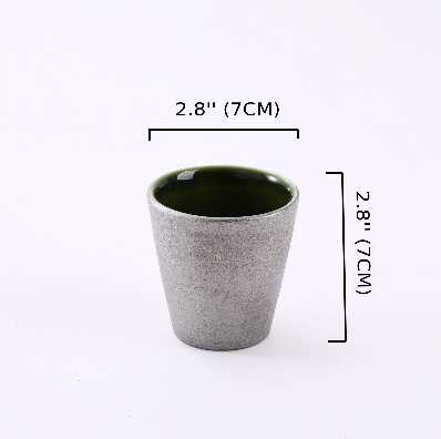 Silver coated jade ceramic cup, Green and Silver (PTC00402)