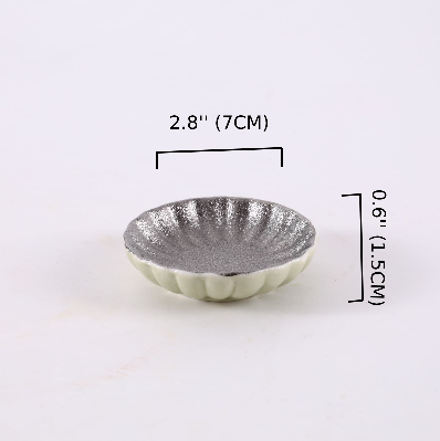 Silver and Green round Ceramic sauce dish with unique bumps,Green and Silver (PTC00406)