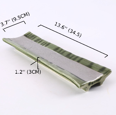 Ceramic Silver Inner and Green outer Rectangle Plate,Green and Silver (PTC00432)