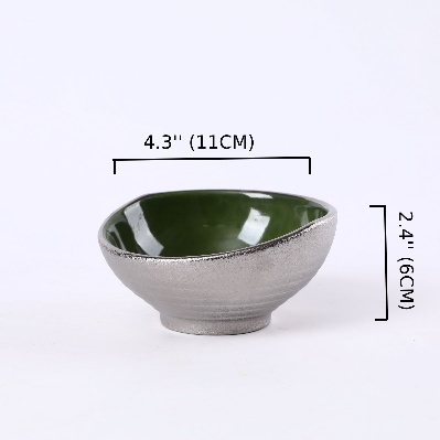 Silver Jaded Ceramic round swoop bowl, Green and Silver (PTC00410)