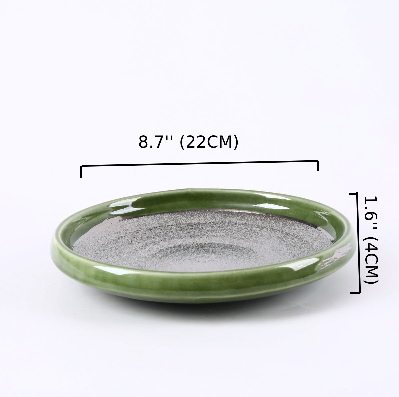 Ceramic silver Inner and Green outer Round Plate,Green and Silver(PTC00419)