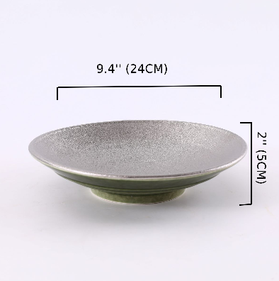 Ceramic silver Inner and Green outer Round elevated Plate,Green and Silver(PTC00420)