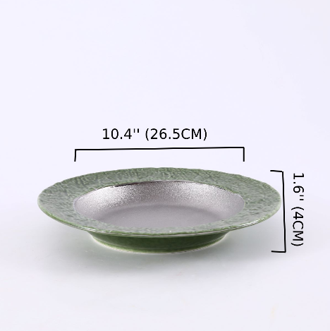 Ceramic silver jaded Round larger Plate,Green and Silver (PTC00422)