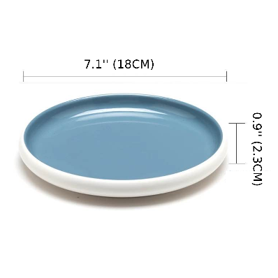 7.1'' Melamine round plate,Light Blue Plate with White Bottom (25-043)