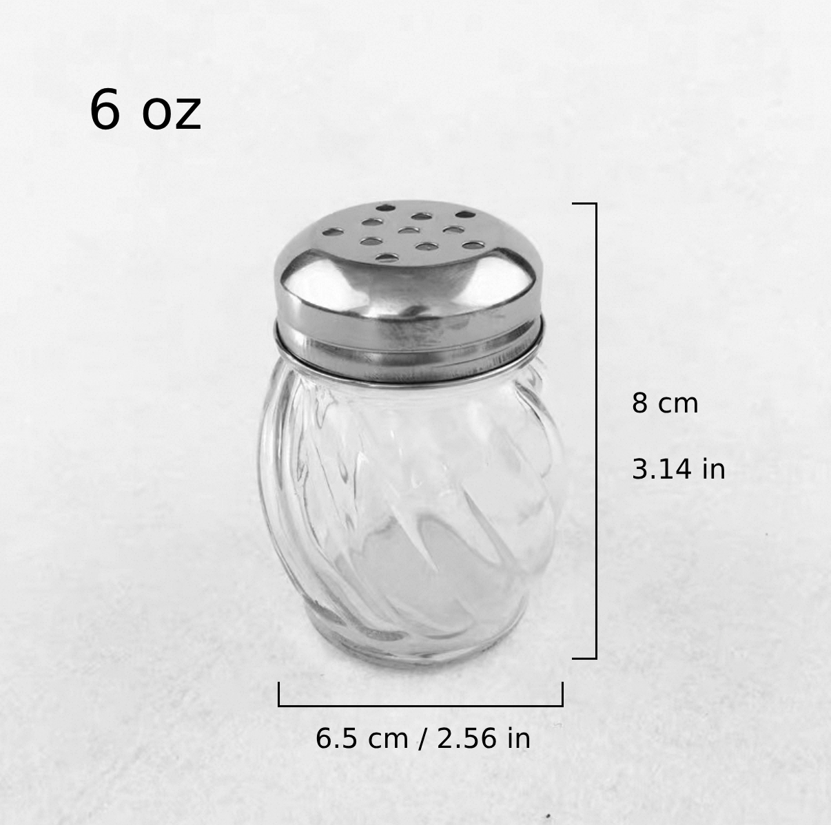 Glass Cheese Shaker w/ Perforated Top, 6oz (GS-107) - Chefcoca