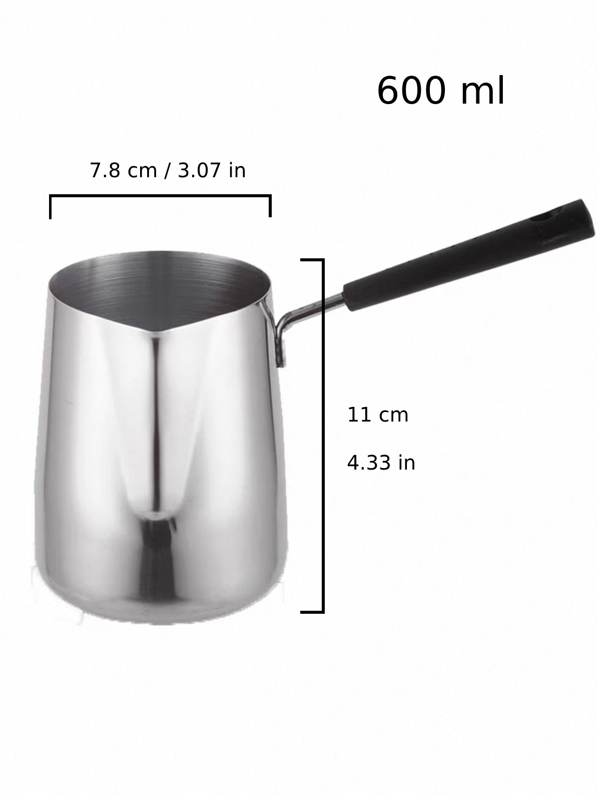 Camber-Shaped Coffee Pot with Single handle, 600ml (0008) - Chefcoca
