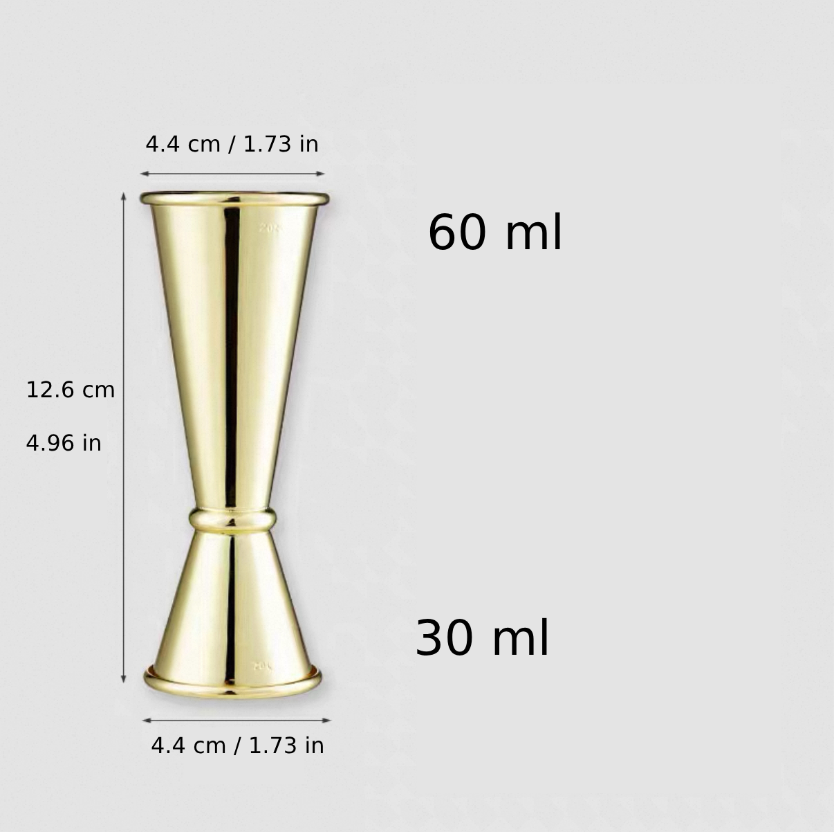 Golden Stainless Steel Jigger, 30ml/60ml (SJ-60G)