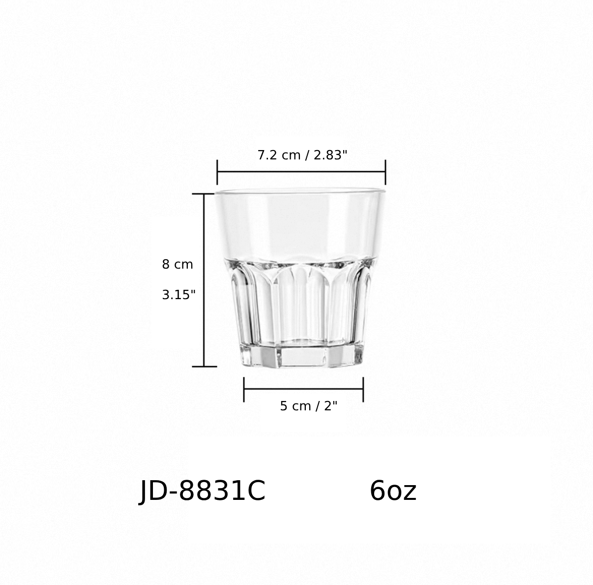 Clear PC Rock Cup, 6oz (JD-8831C) - Chefcoca