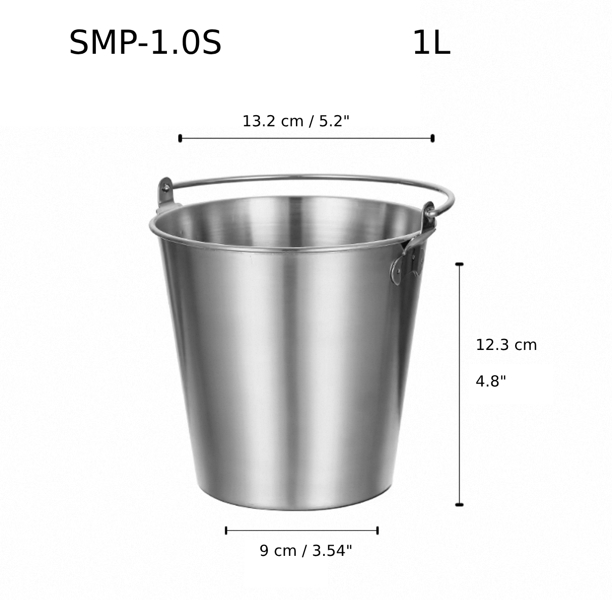 Silver Stainless Steel Mini Pail, 1L (SMP-1.0S) - Chefcoca