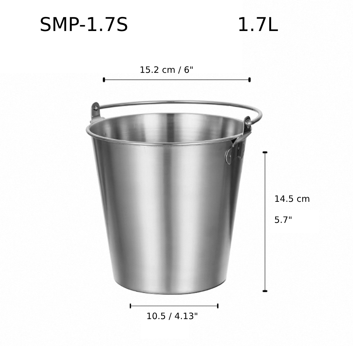 Silver Stainless Steel Mini Pail, 1.7L (SMP-1.7S) - Chefcoca