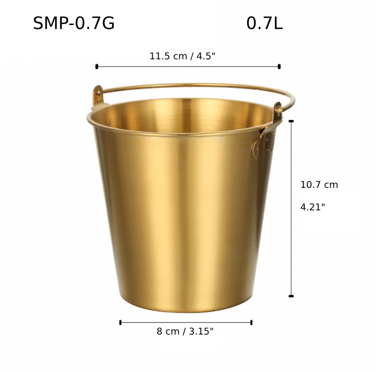 Golden Stainless Steel Mini Pail, 0.7L (SMP-0.7G) - Chefcoca