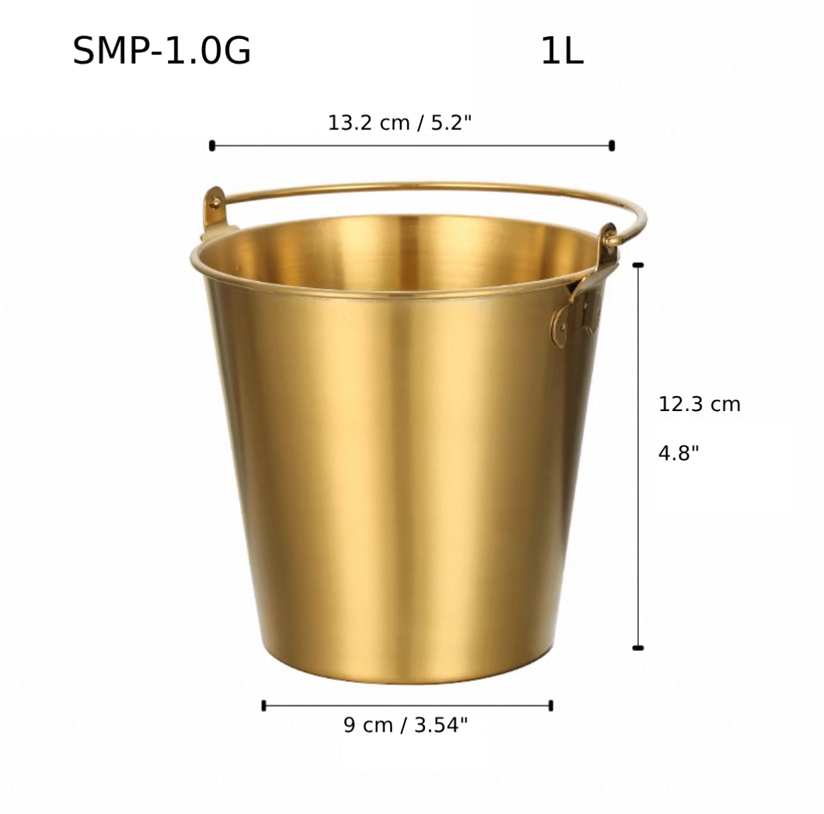 Golden Stainless Steel Mini Pail, 1L (SMP-1.0G) - Chefcoca