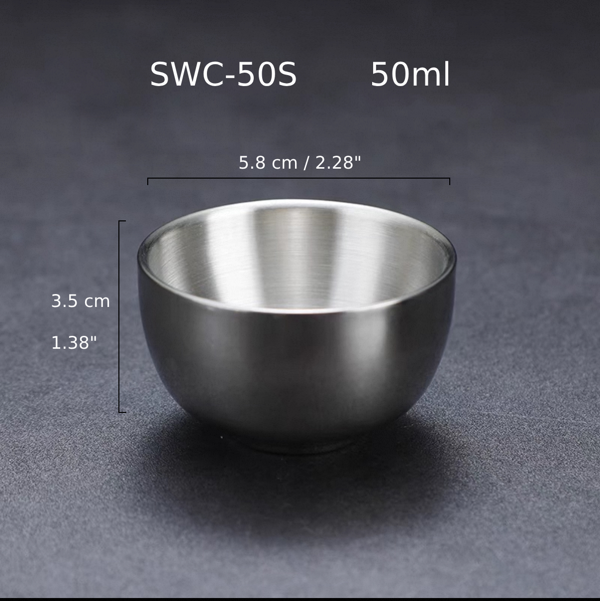 Silver Stainless Steel Wine Cup, 50ml (SWC-50S) - Chefcoca