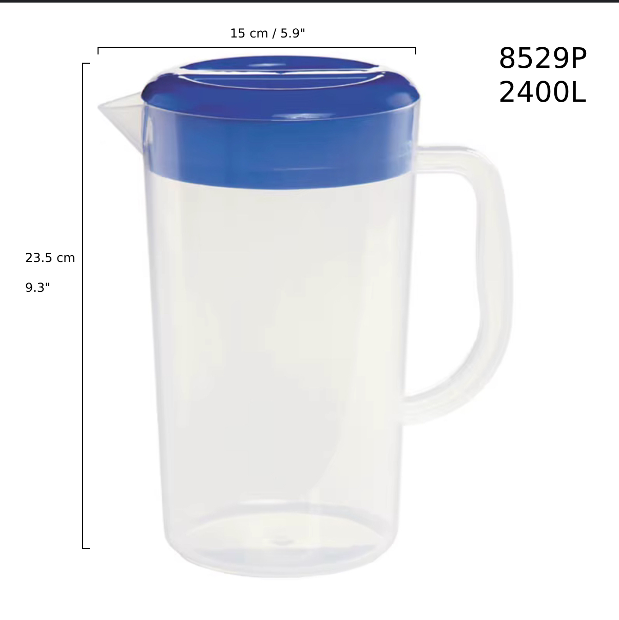 Plastic Water Pot with Blue Cover, 2400ml (8529P) - Chefcoca